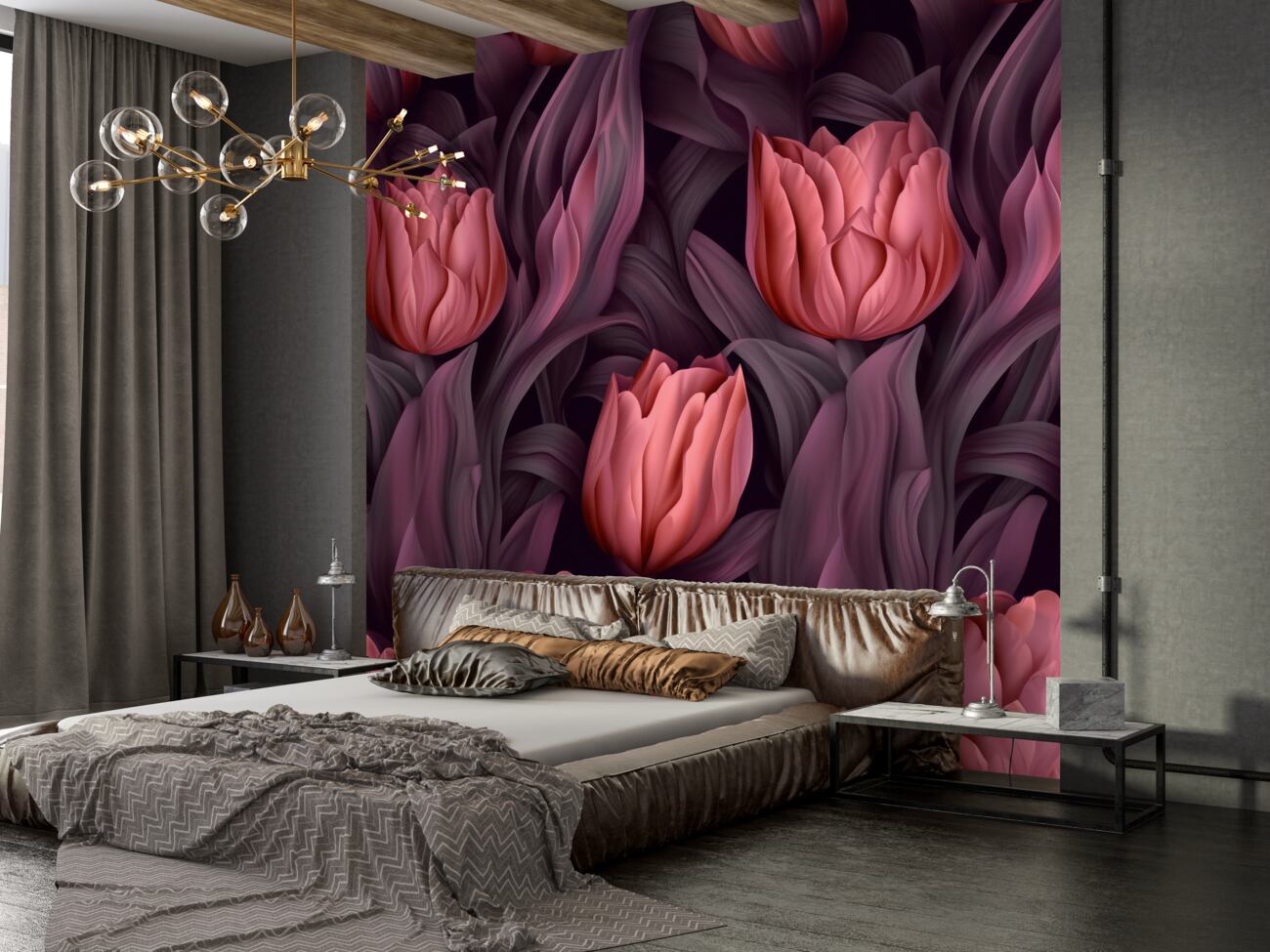 Fototapeta Śpiące tulipany w terenie