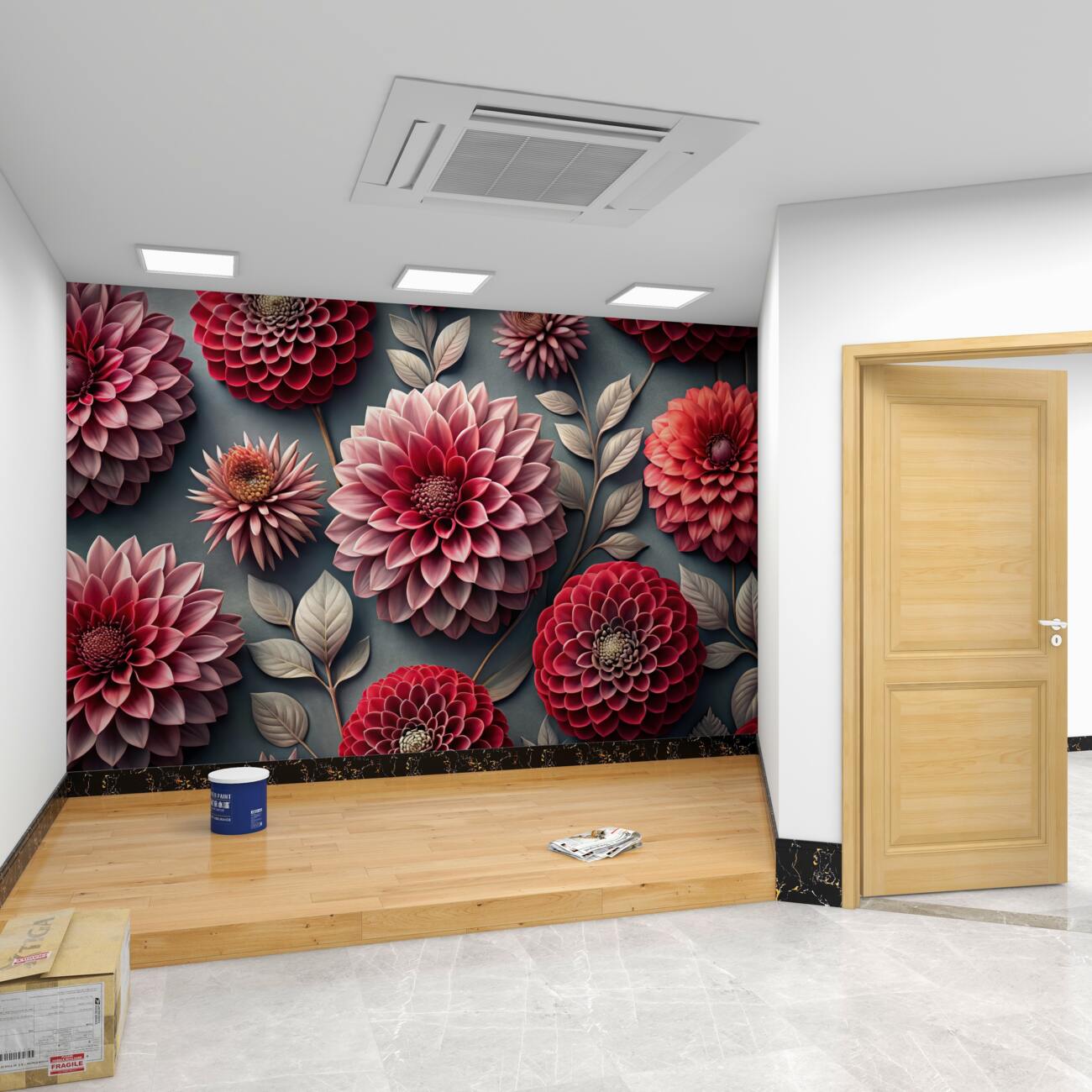 Fototapeta 3D Asters czerwony i różowy