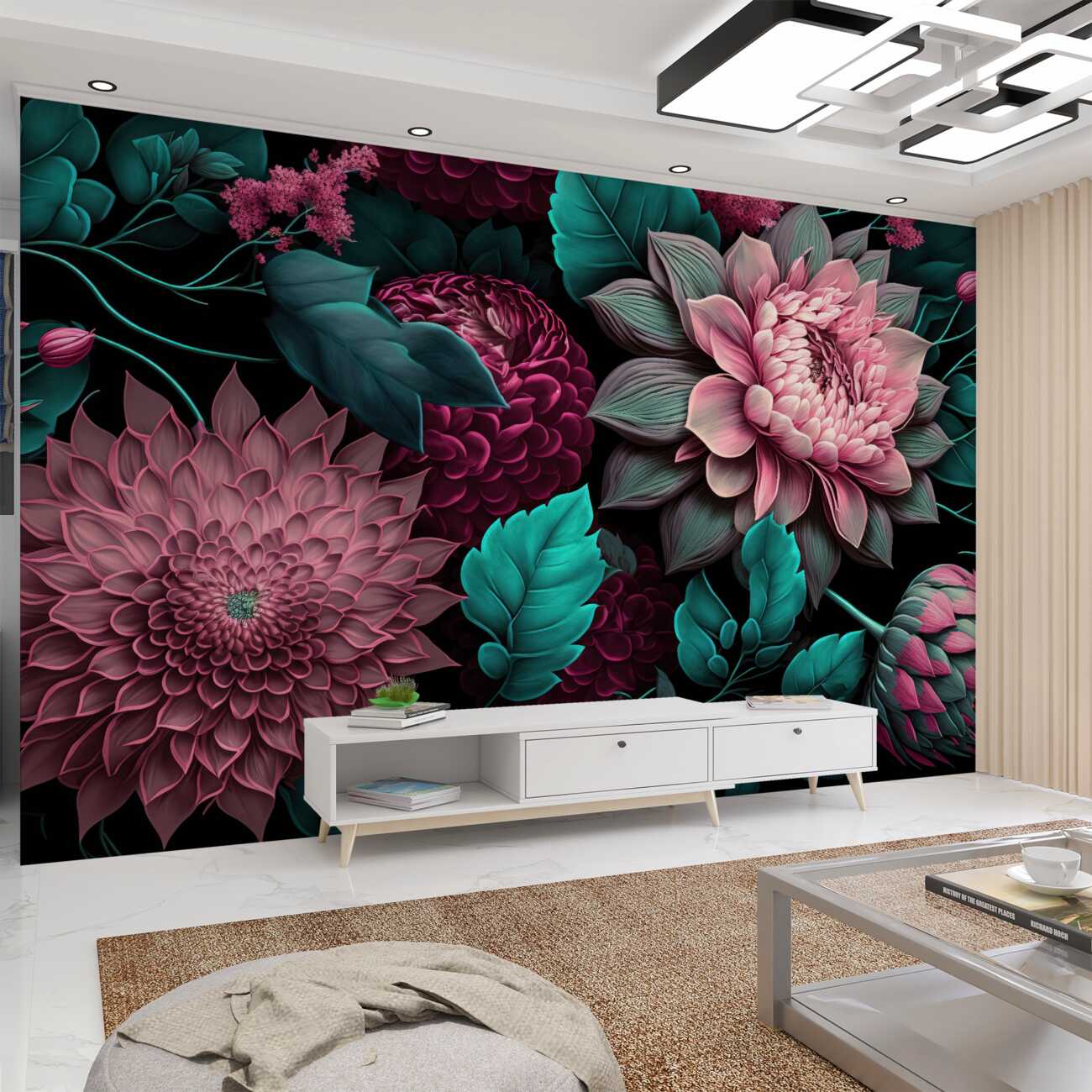 Fototapeta Aster i piwonie w 3D