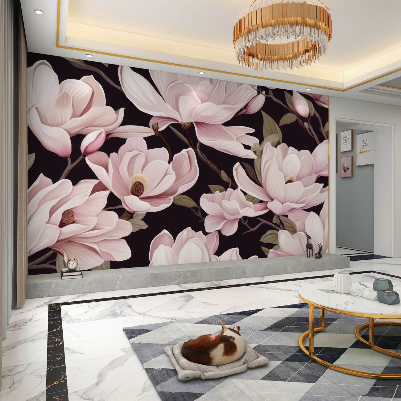 Fototapeta Różowe kwiaty magnolii są delikatne