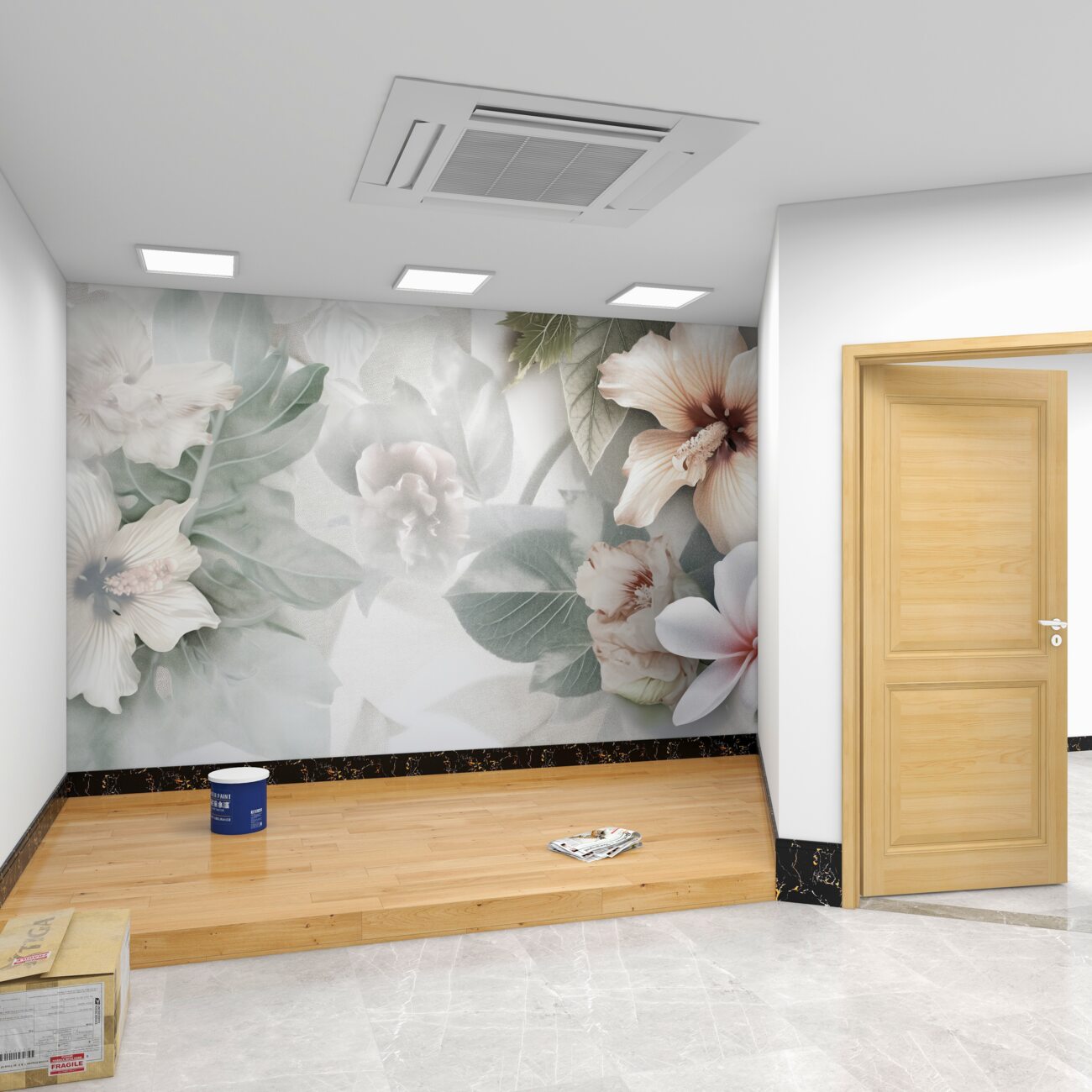 Fototapeta Kwiaty sięgają po abstrakcję wody