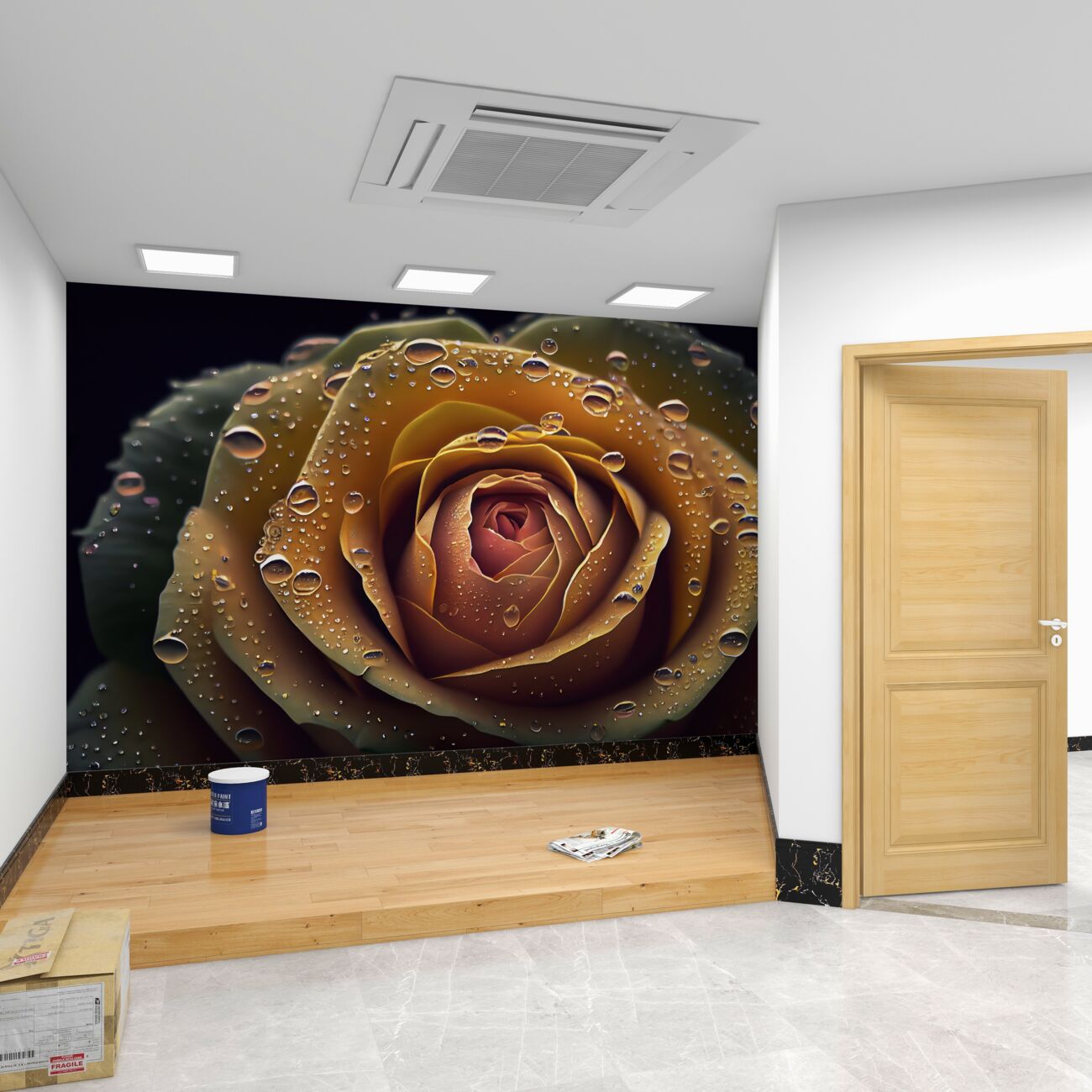 Fototapeta Żółta róża pod rosa
