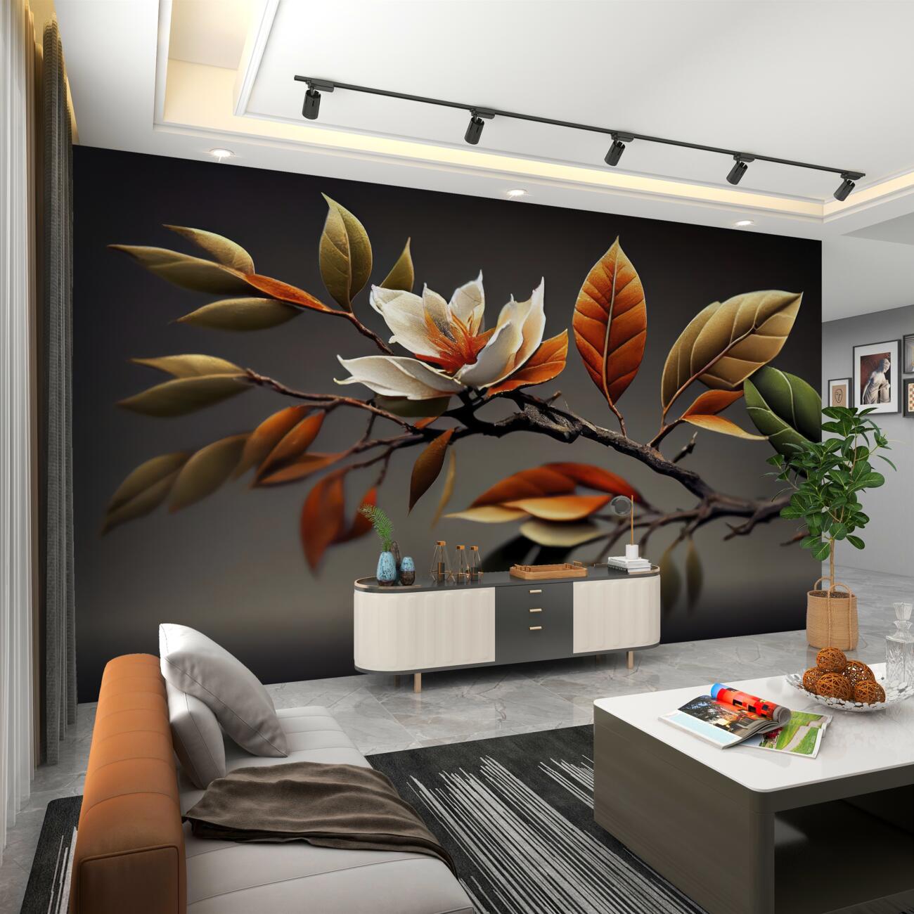 Fototapeta Magnolia z jesiennymi liśćmi