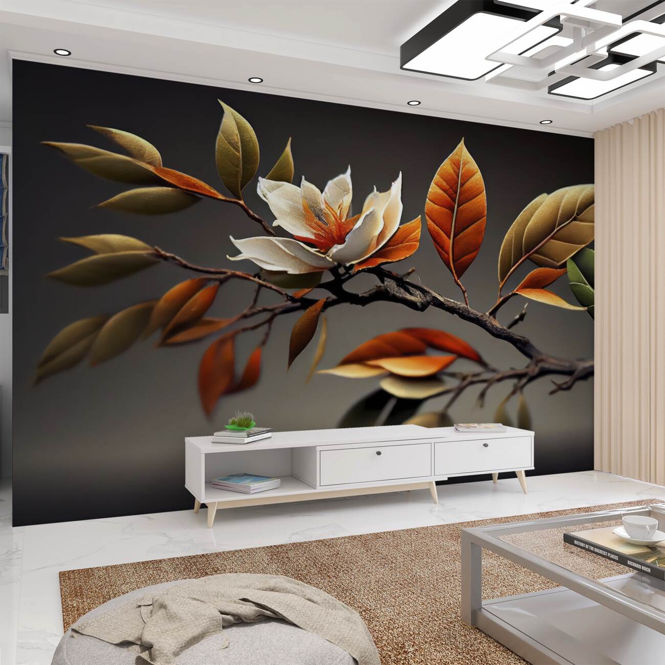 Fototapeta Magnolia z jesiennymi liśćmi