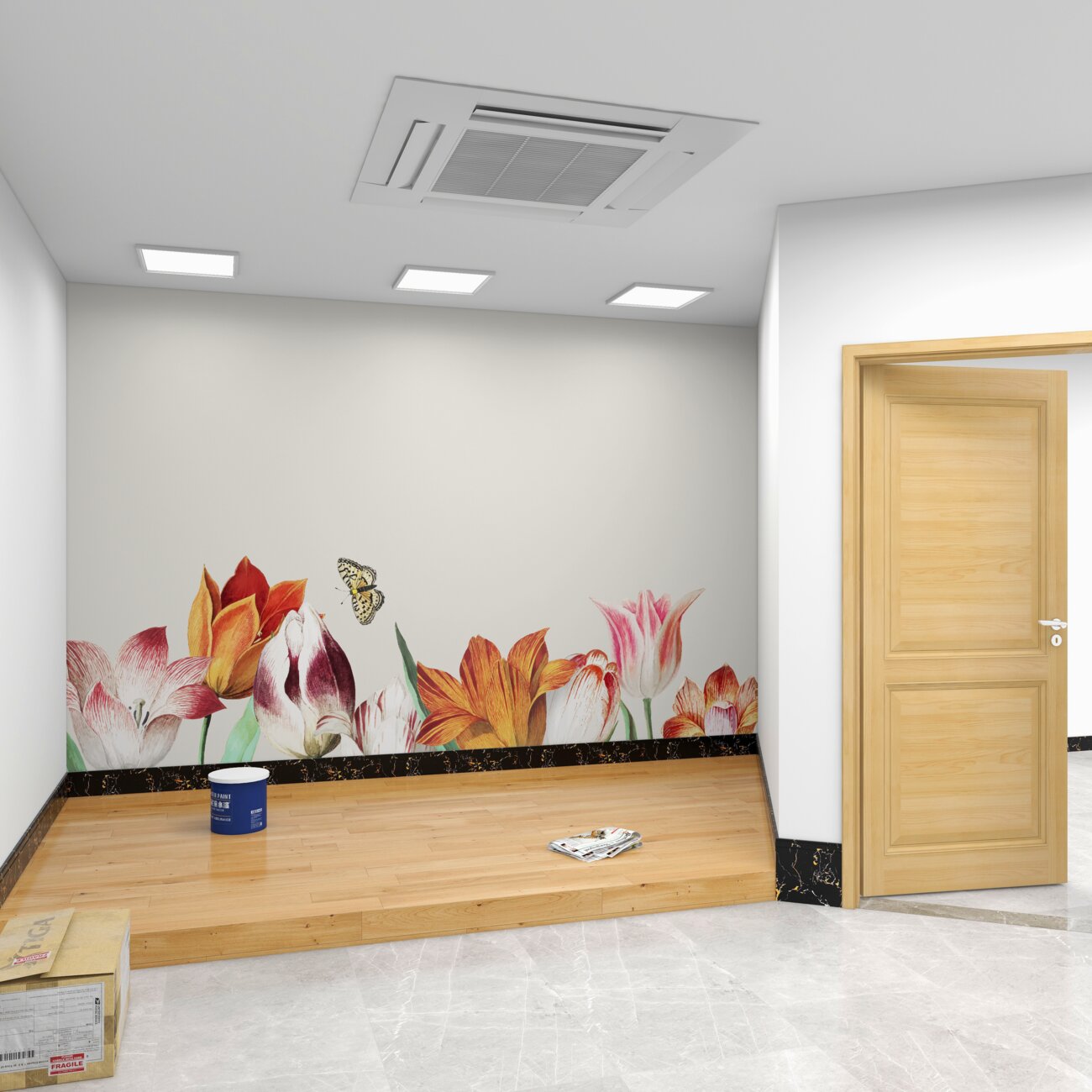 Fototapeta Piękne tulipany i motyl
