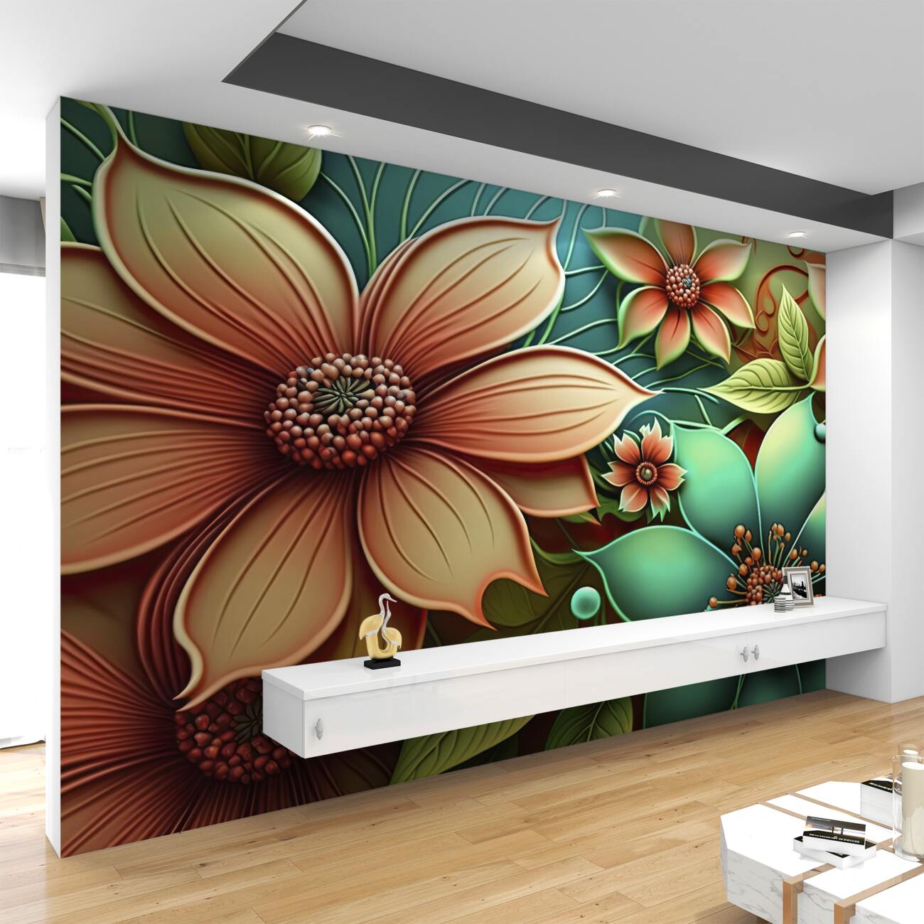 Fototapeta 3D obszerne kwiaty są jasne