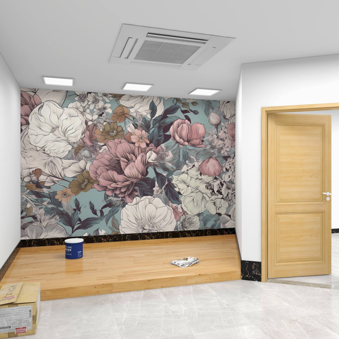 Fototapeta Piwony i make piękne kwitnienie