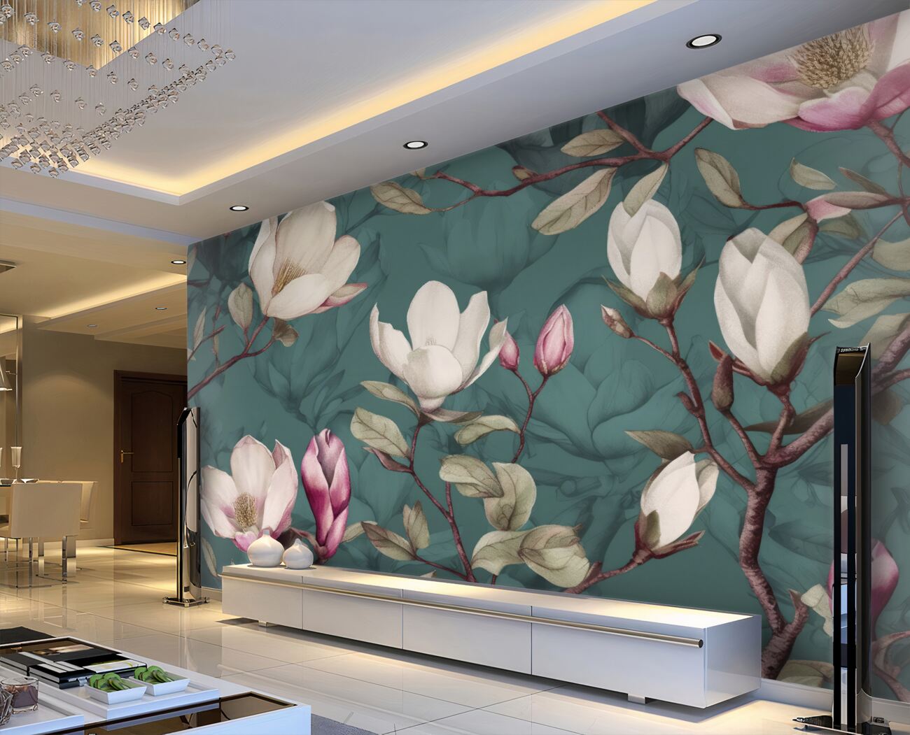 Fototapeta Magnolia Różowe kwitnienie