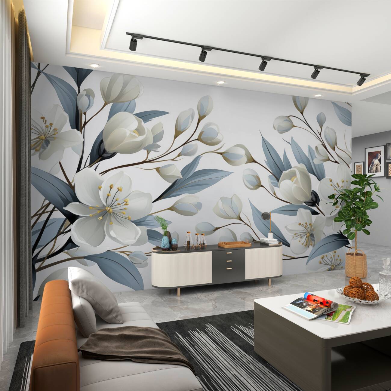 Fototapeta Białe magnolias z jasnym dniem