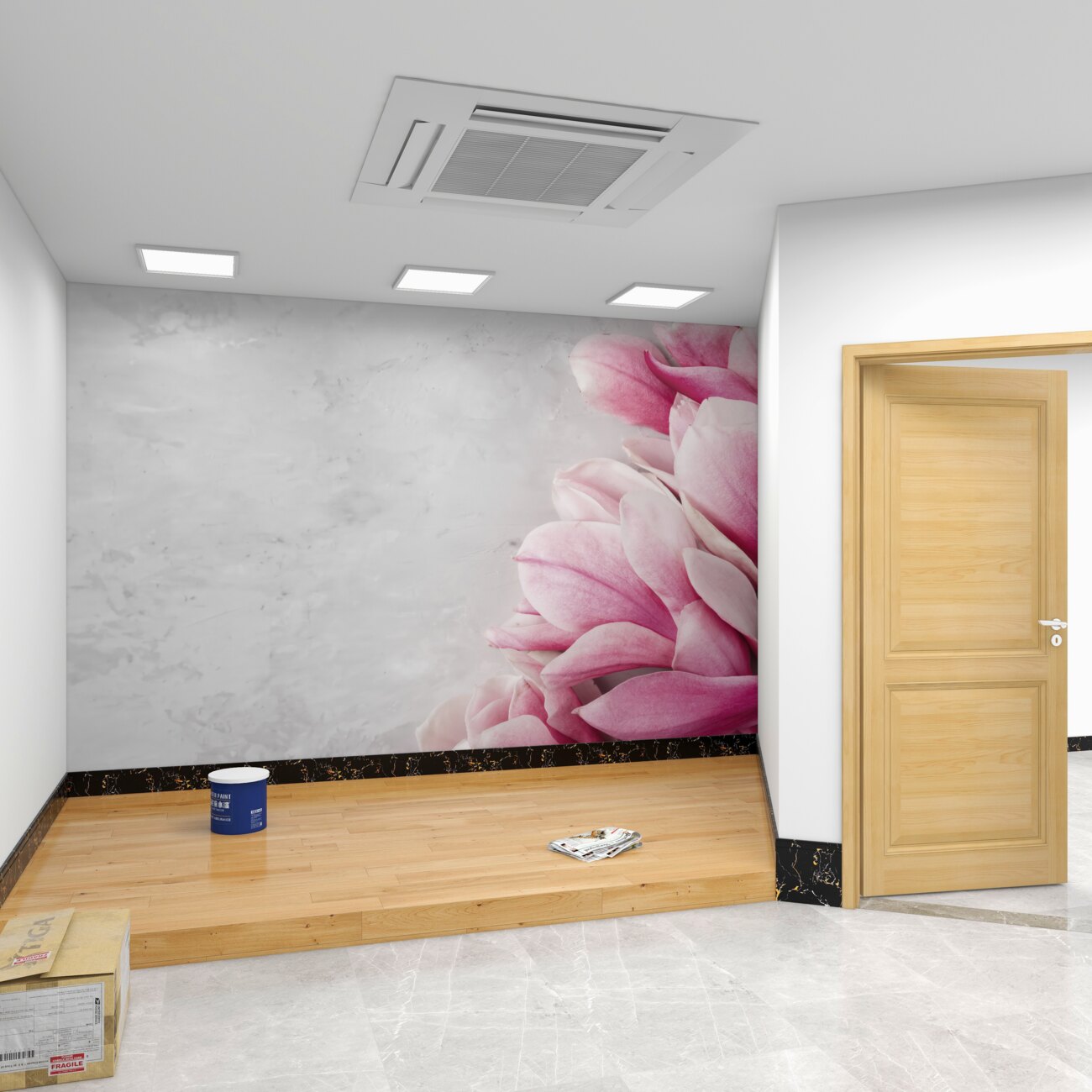Fototapeta Różowa magnolia na marmurze