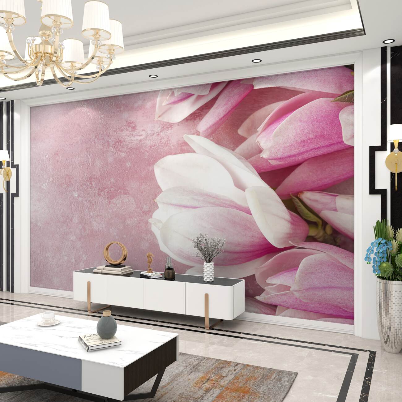 Fototapeta Magnolia jest różowa piękna