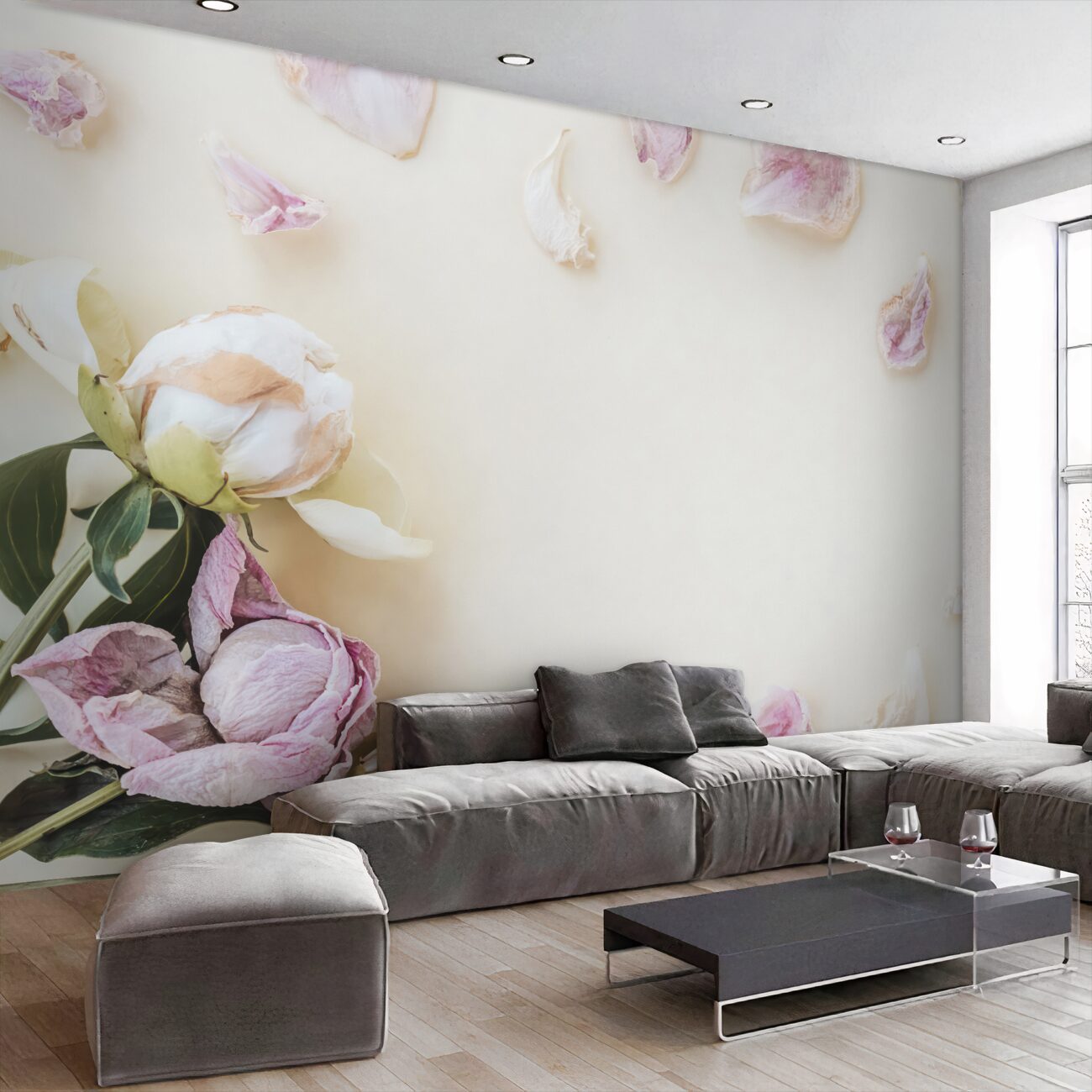 Fototapeta Peony w płatkach wodnych