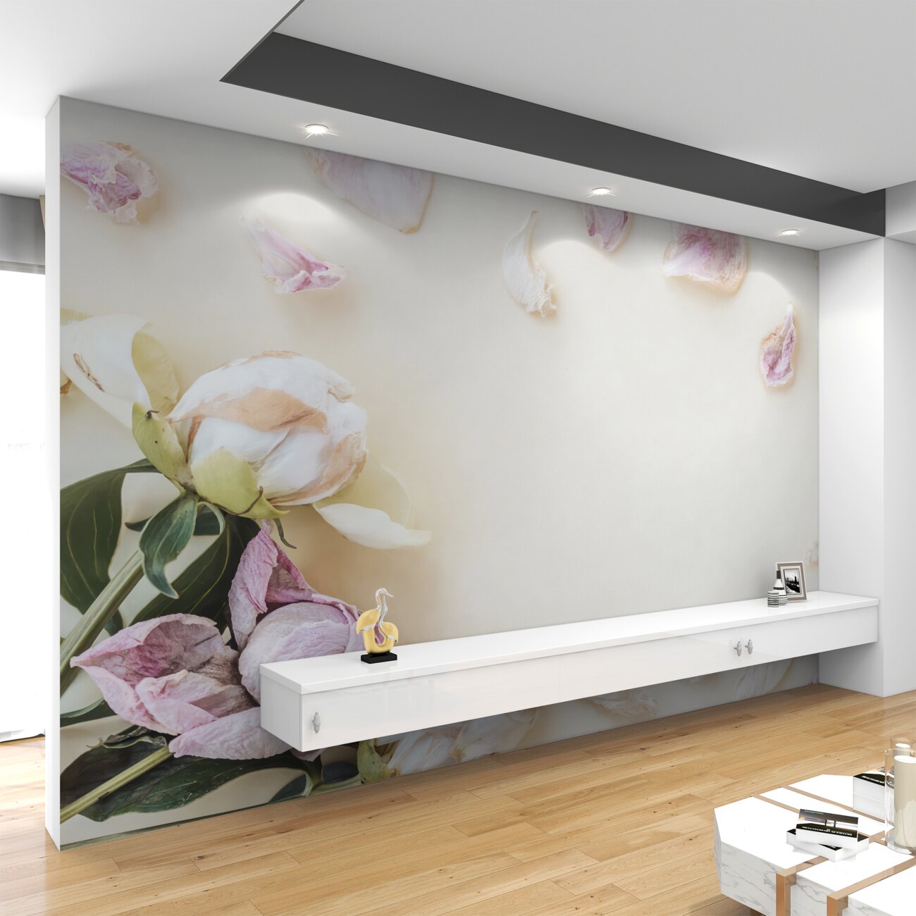 Fototapeta Peony w płatkach wodnych
