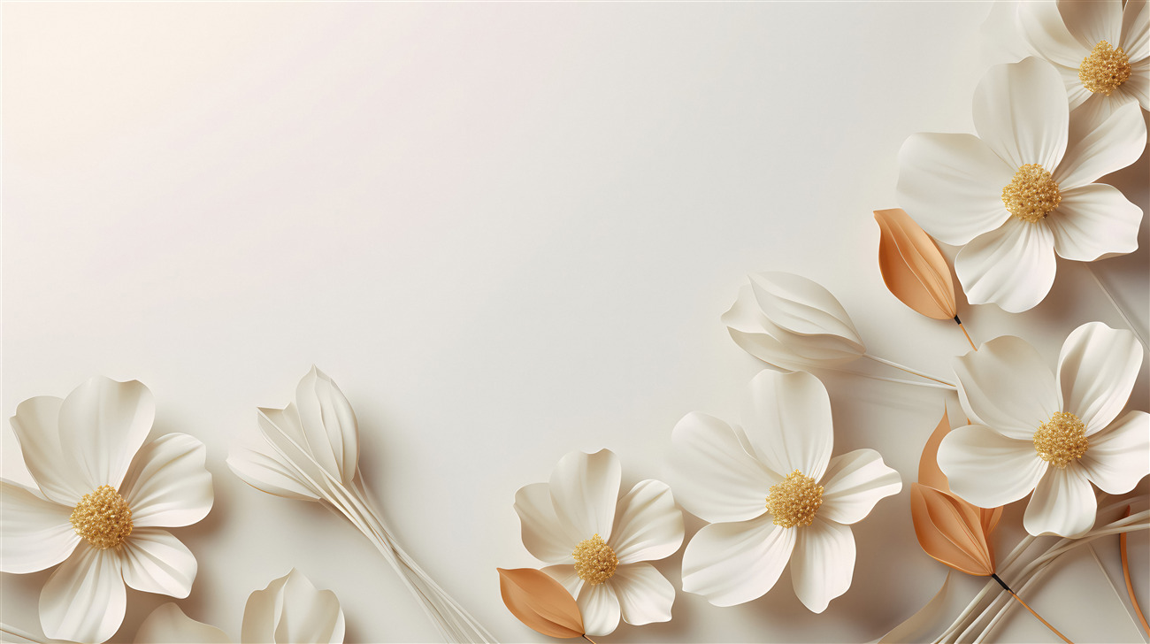 Fototapeta Volume White Flowers 3D