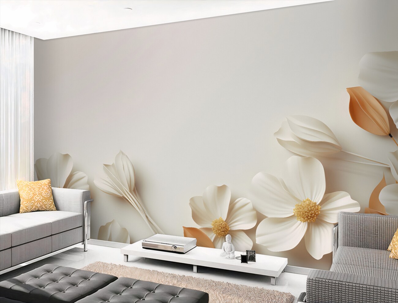 Fototapeta Volume White Flowers 3D