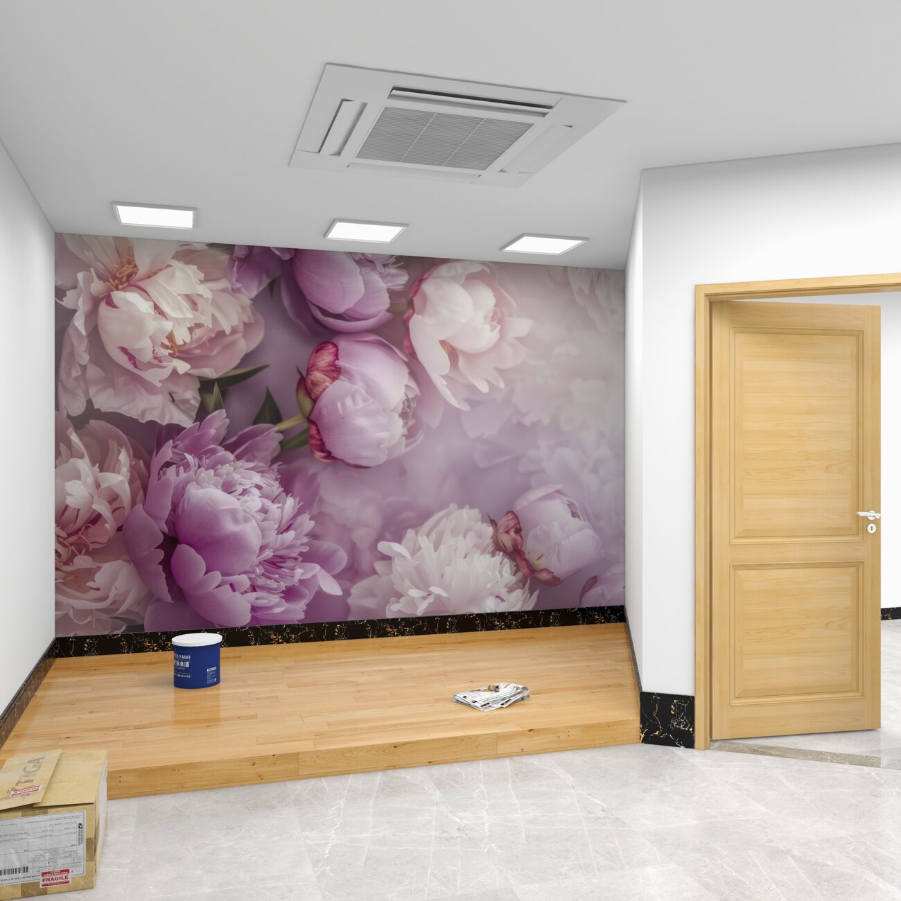 Fototapeta 3D piwonie światła wolumetrycznego