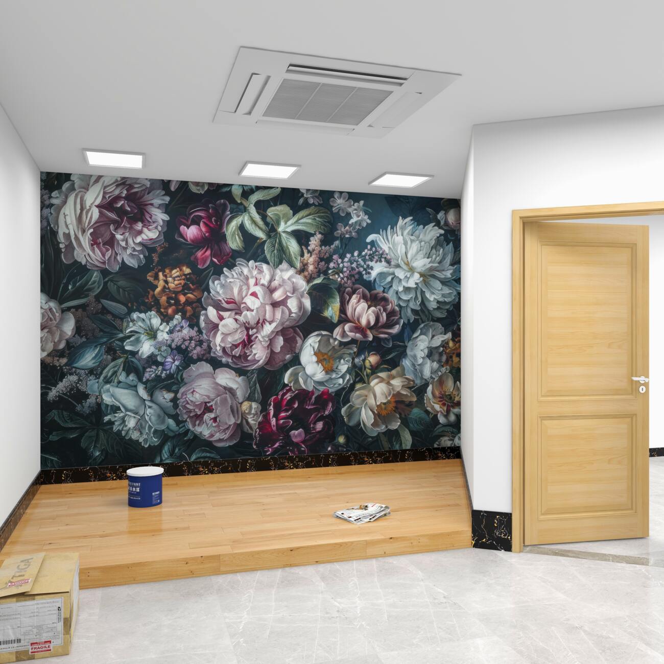 Fototapeta Budoni z pięknych kwiatów w nocy