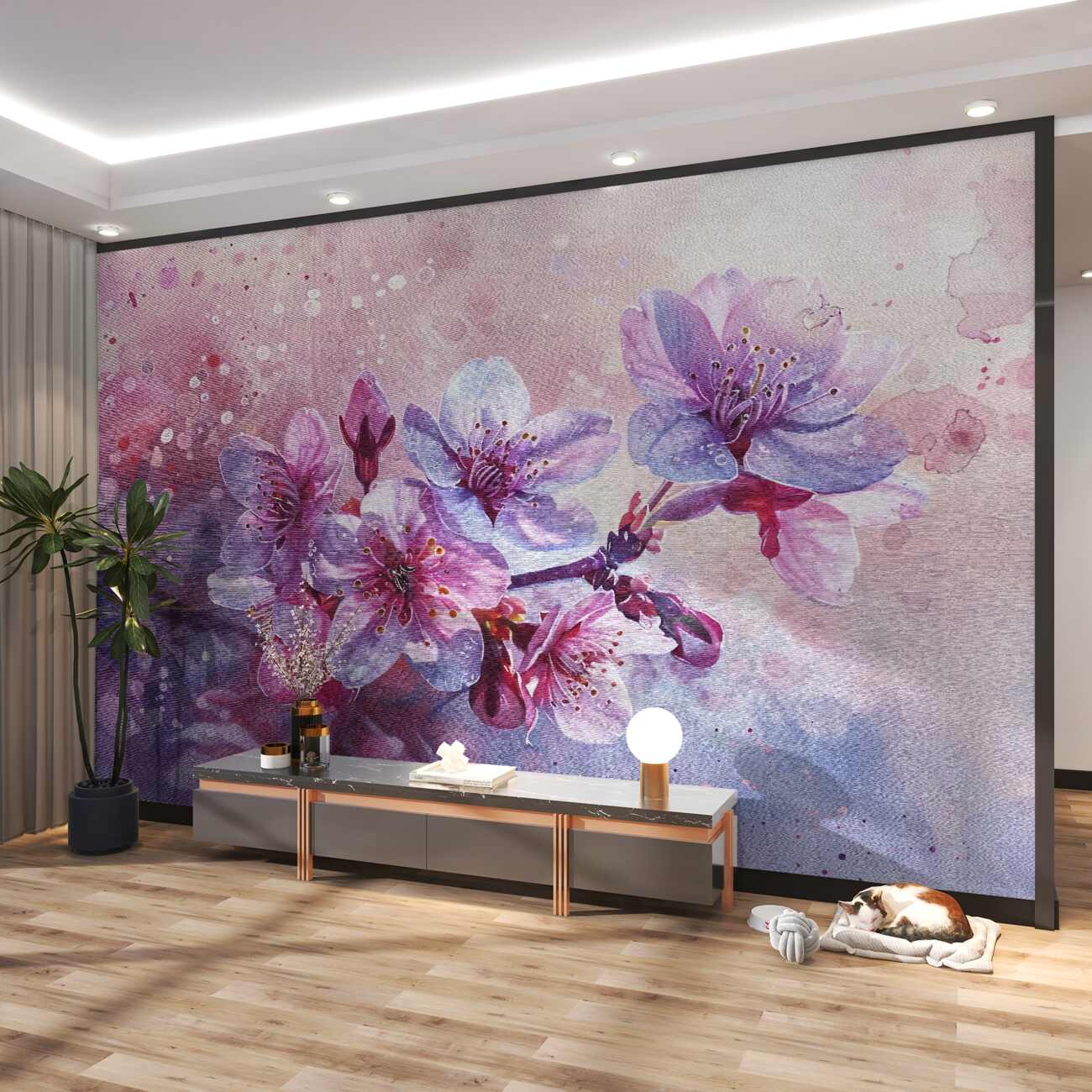Fototapeta Gałąź Magnolia, która kwitnie w deszczu