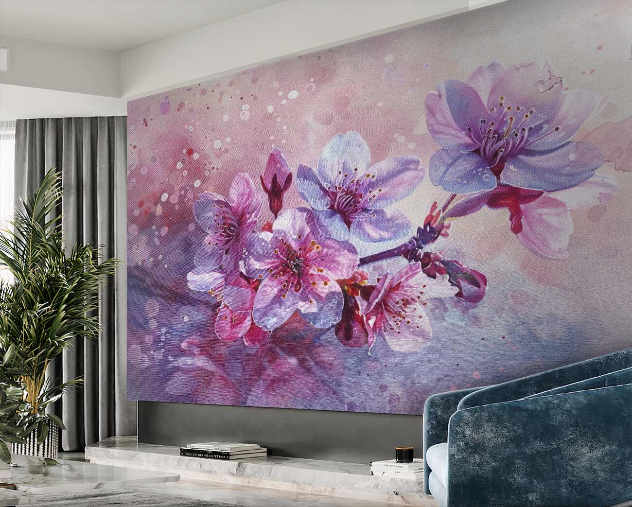 Fototapeta Gałąź Magnolia, która kwitnie w deszczu