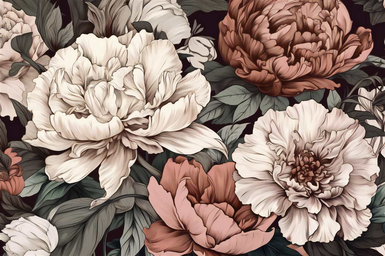 Fototapeta Bloom White and Red Asters