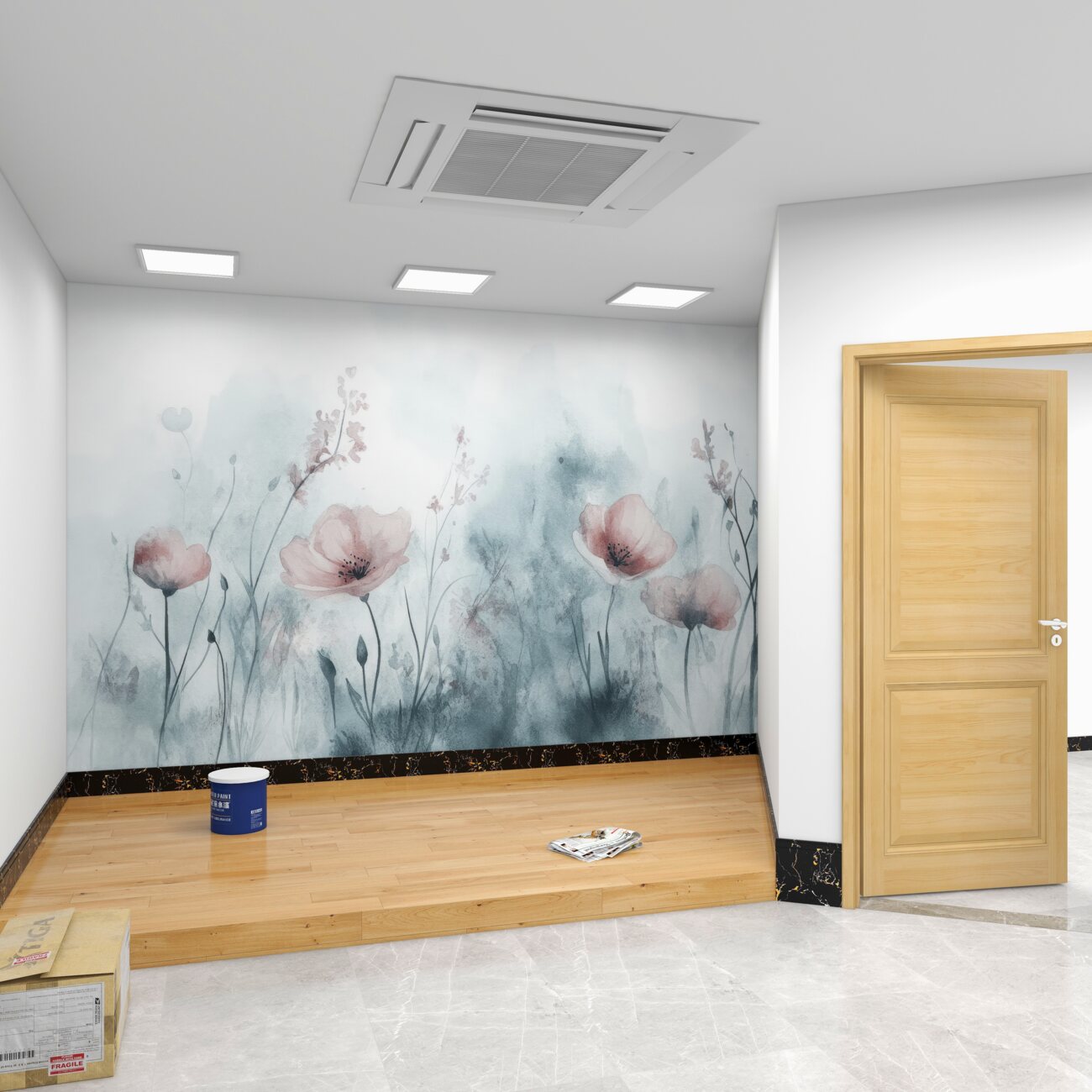 Fototapeta Smukłe różowe make we mgle