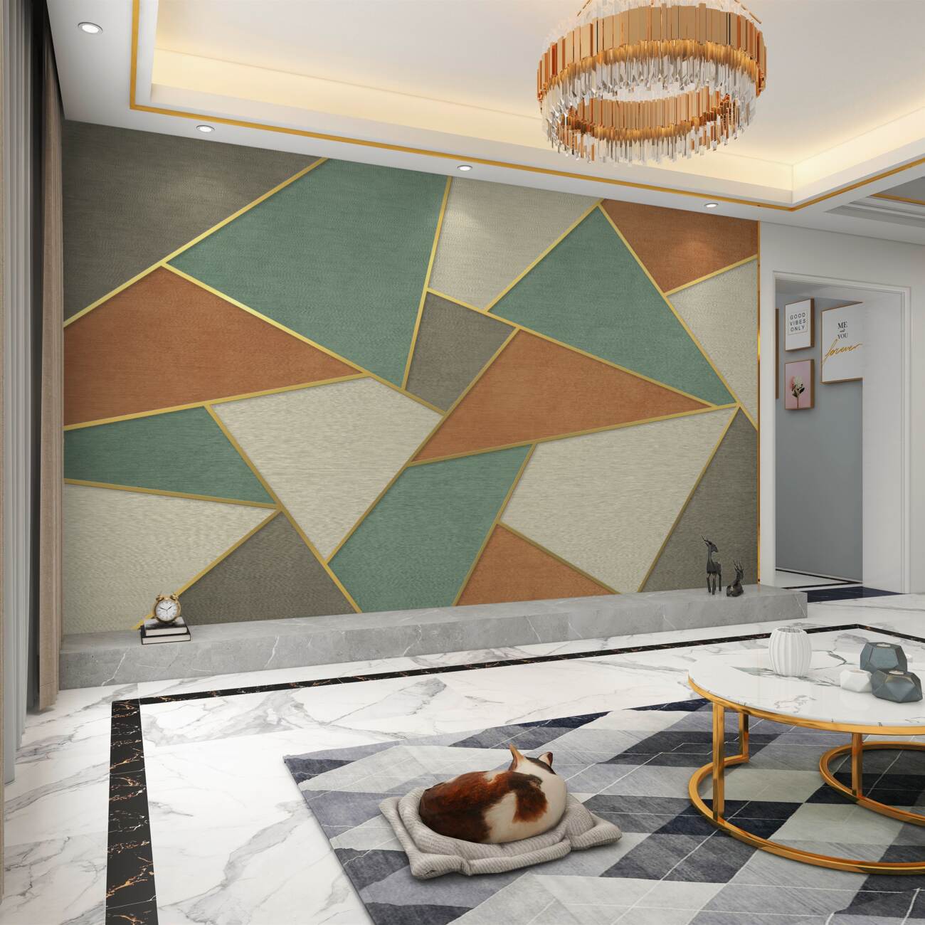 Fototapeta Turquoise Marble ze złotą sekcją