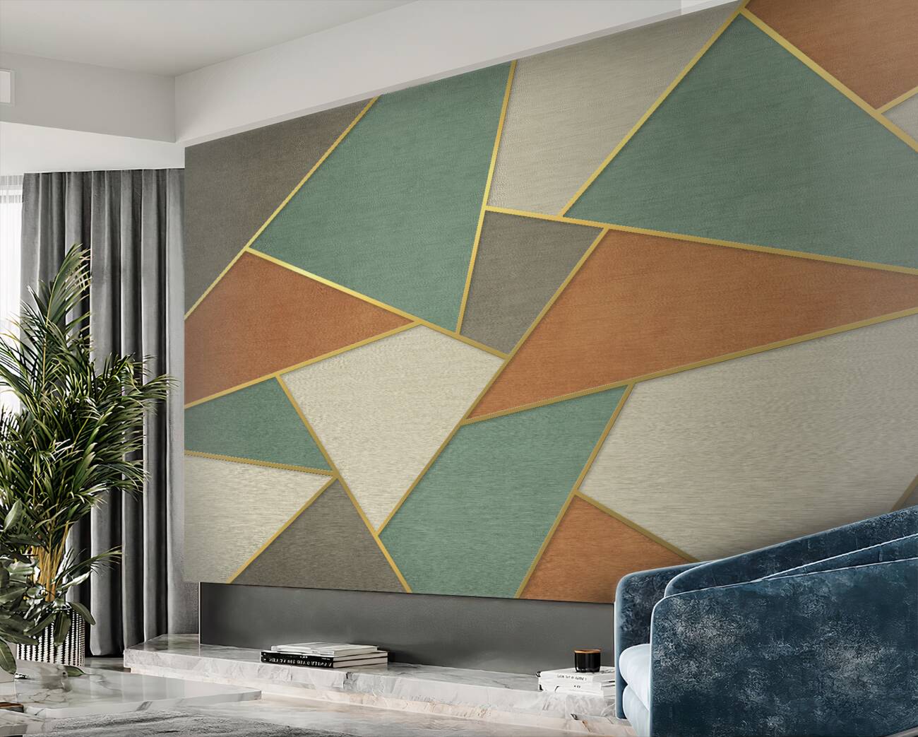 Fototapeta Turquoise Marble ze złotą sekcją