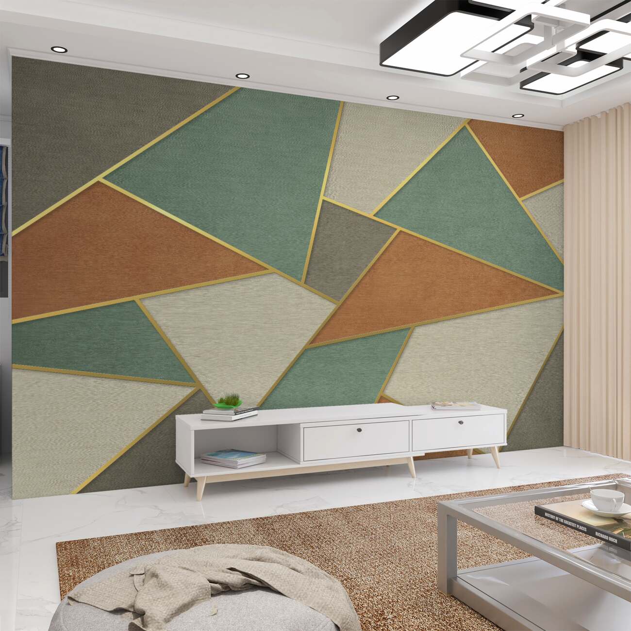 Fototapeta Turquoise Marble ze złotą sekcją
