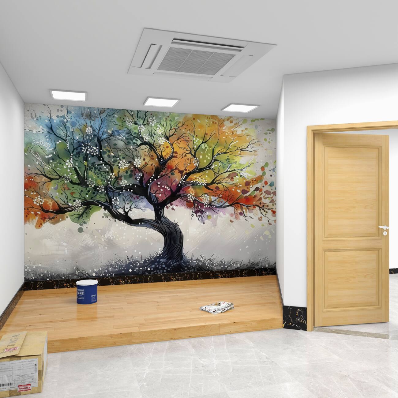 Fototapeta Autumn Wiatr wieje liście