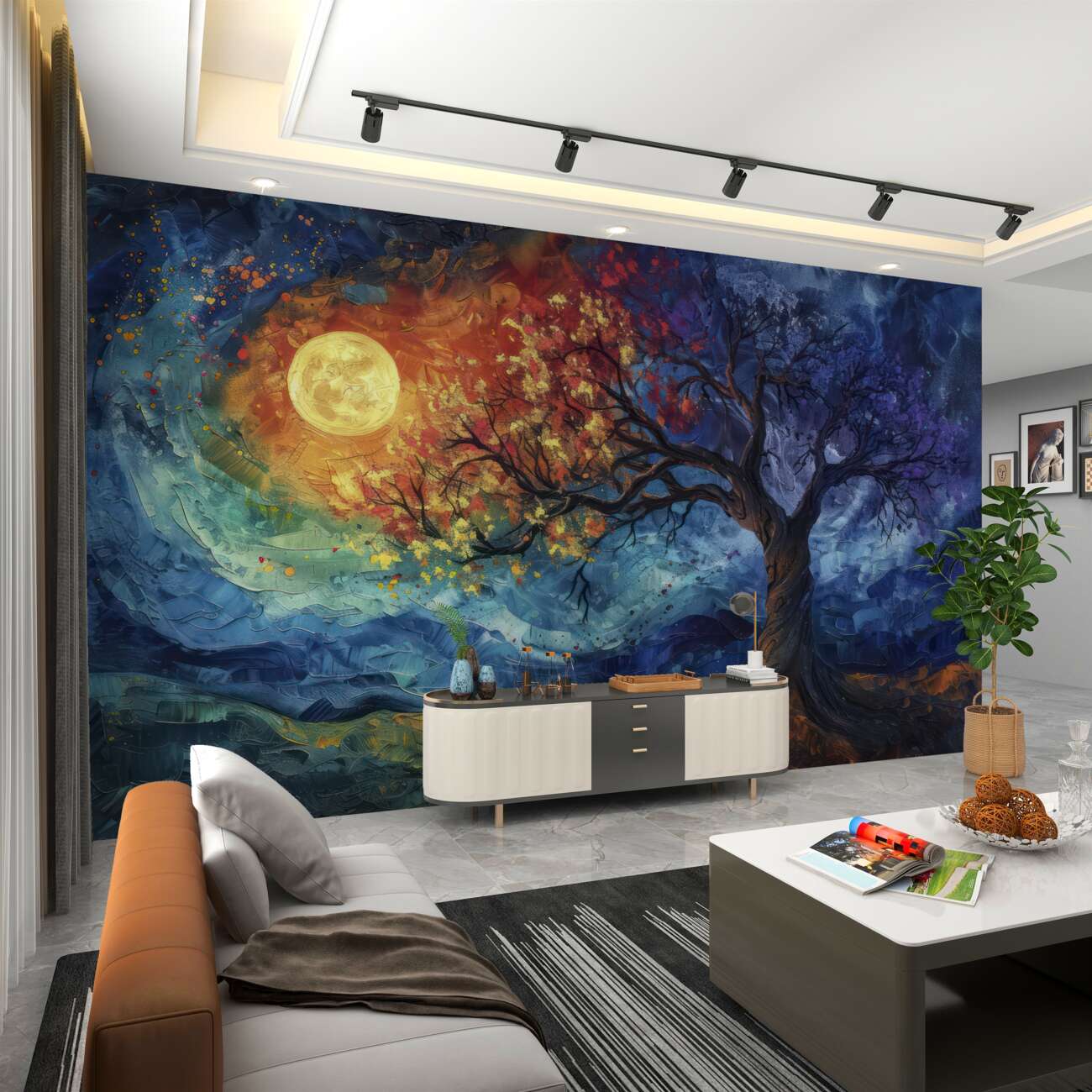 Fototapeta Jasny -Yellow Moon na drzewie