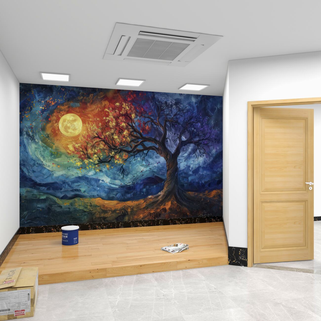 Fototapeta Jasny -Yellow Moon na drzewie