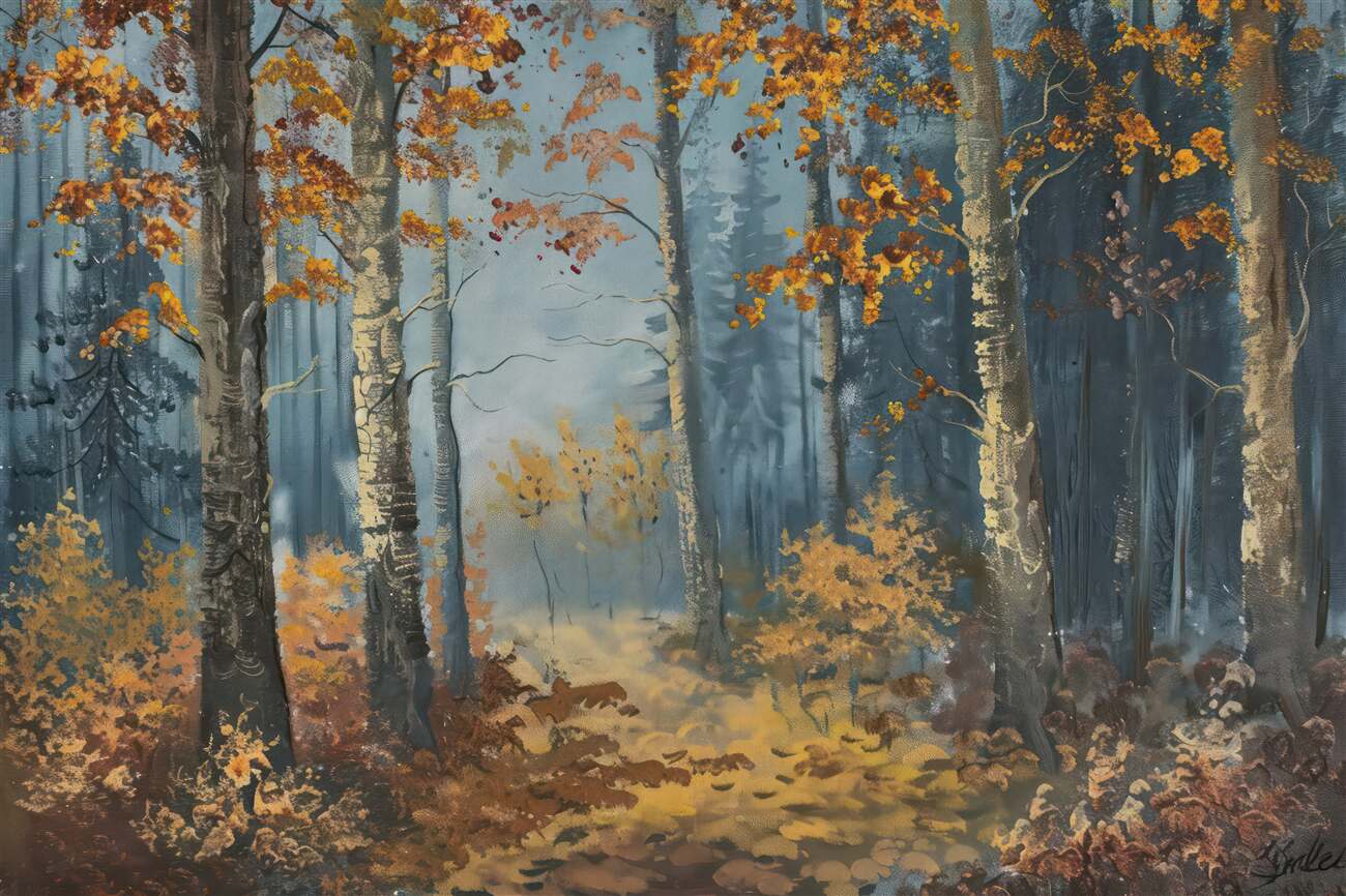 Fototapeta Jesienna akwarela leśna