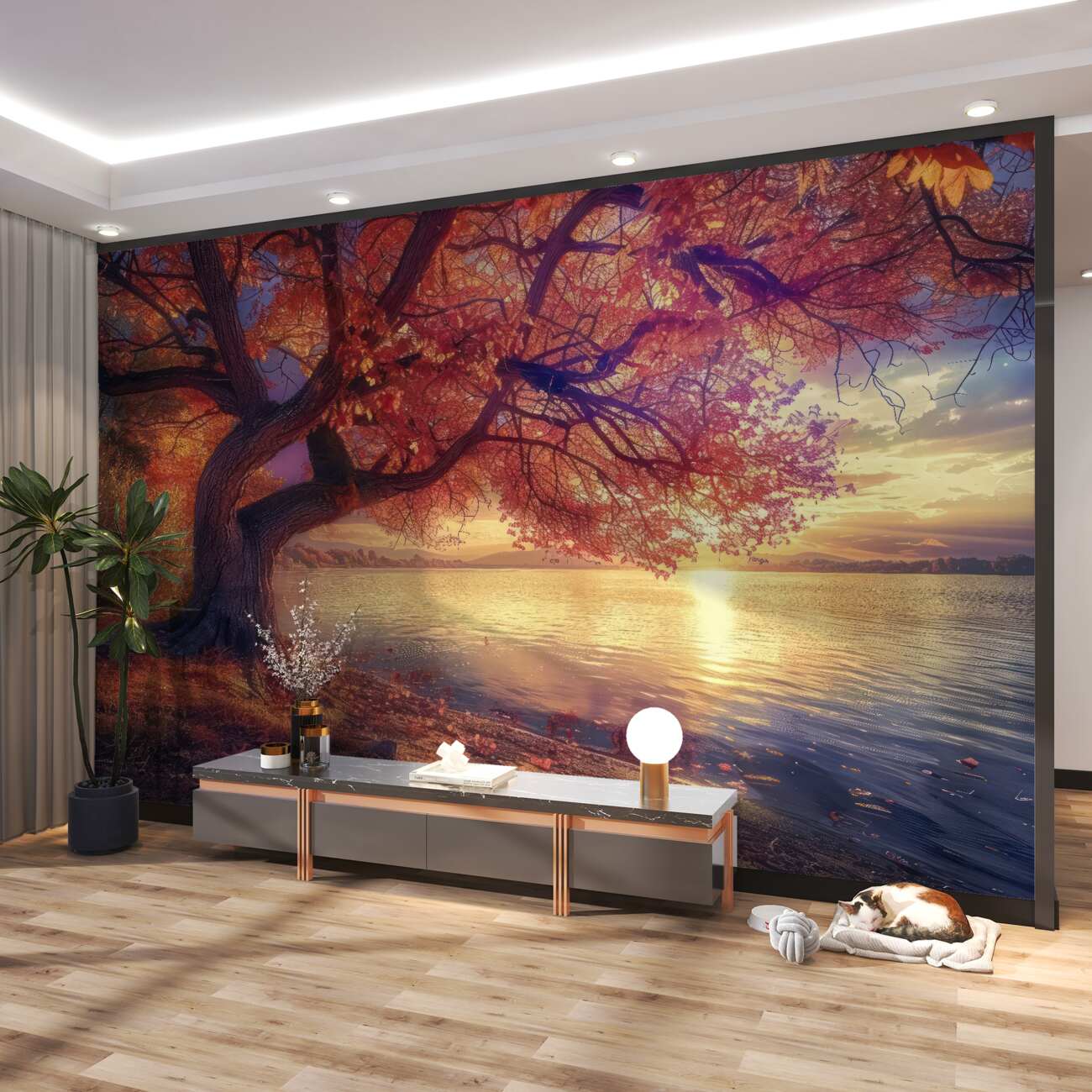 Fototapeta Krajobraz lądowy z cichą wodą