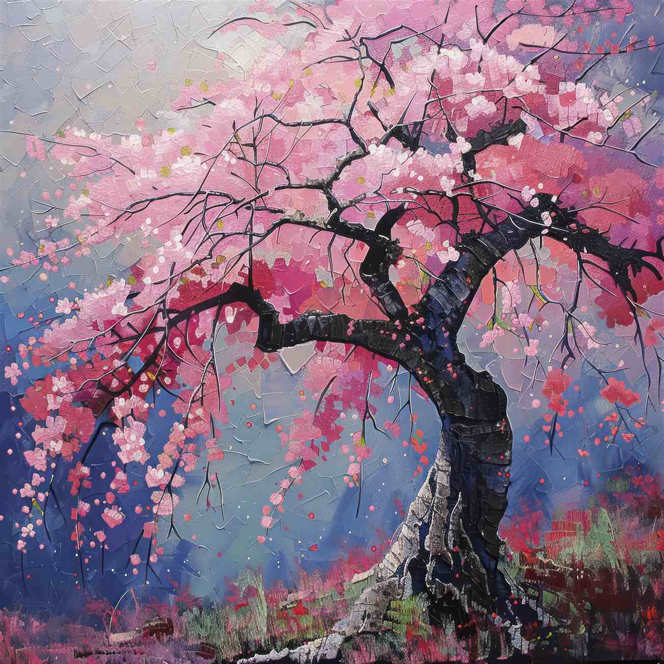 Fototapeta Lilac kwiaty na starym drzewie