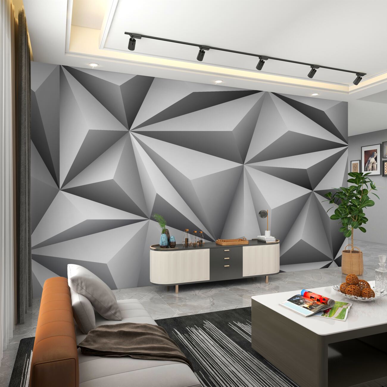Fototapeta Biała ściana geometryczna