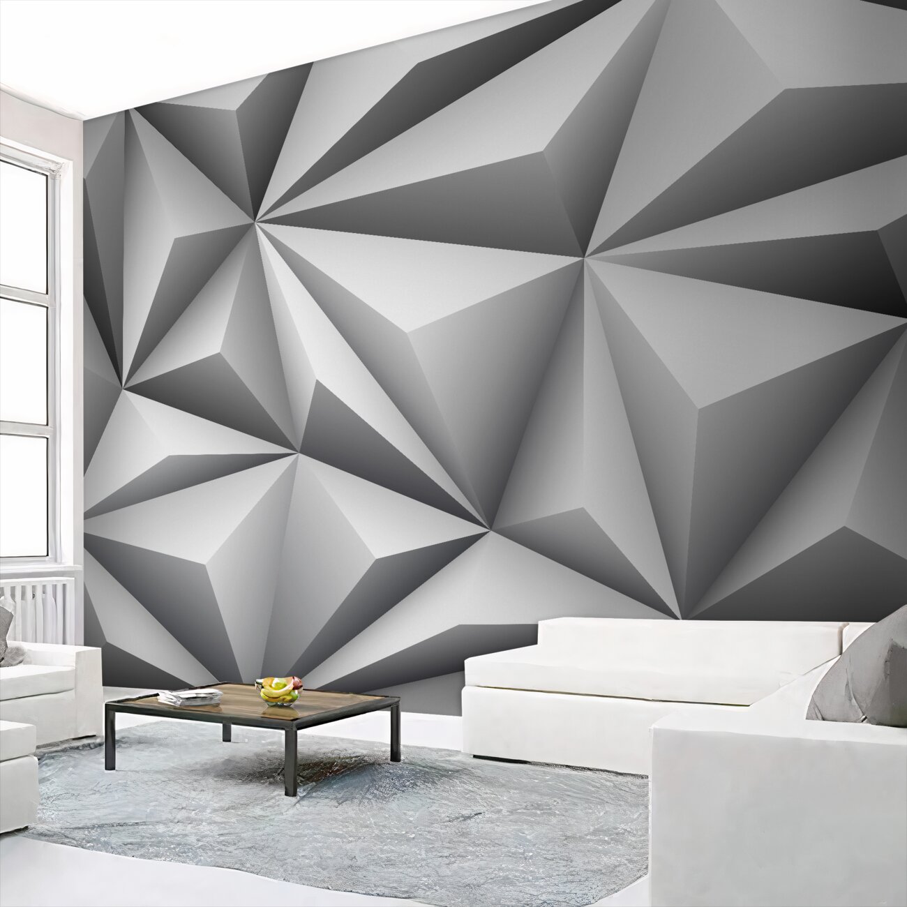 Fototapeta Biała ściana geometryczna