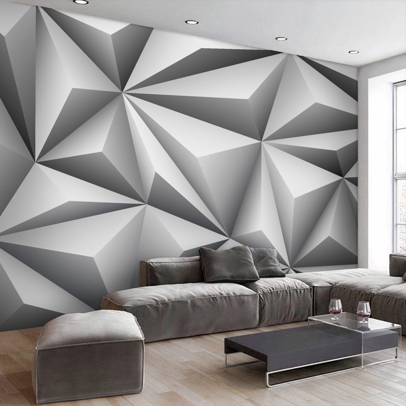 Fototapeta Biała ściana geometryczna