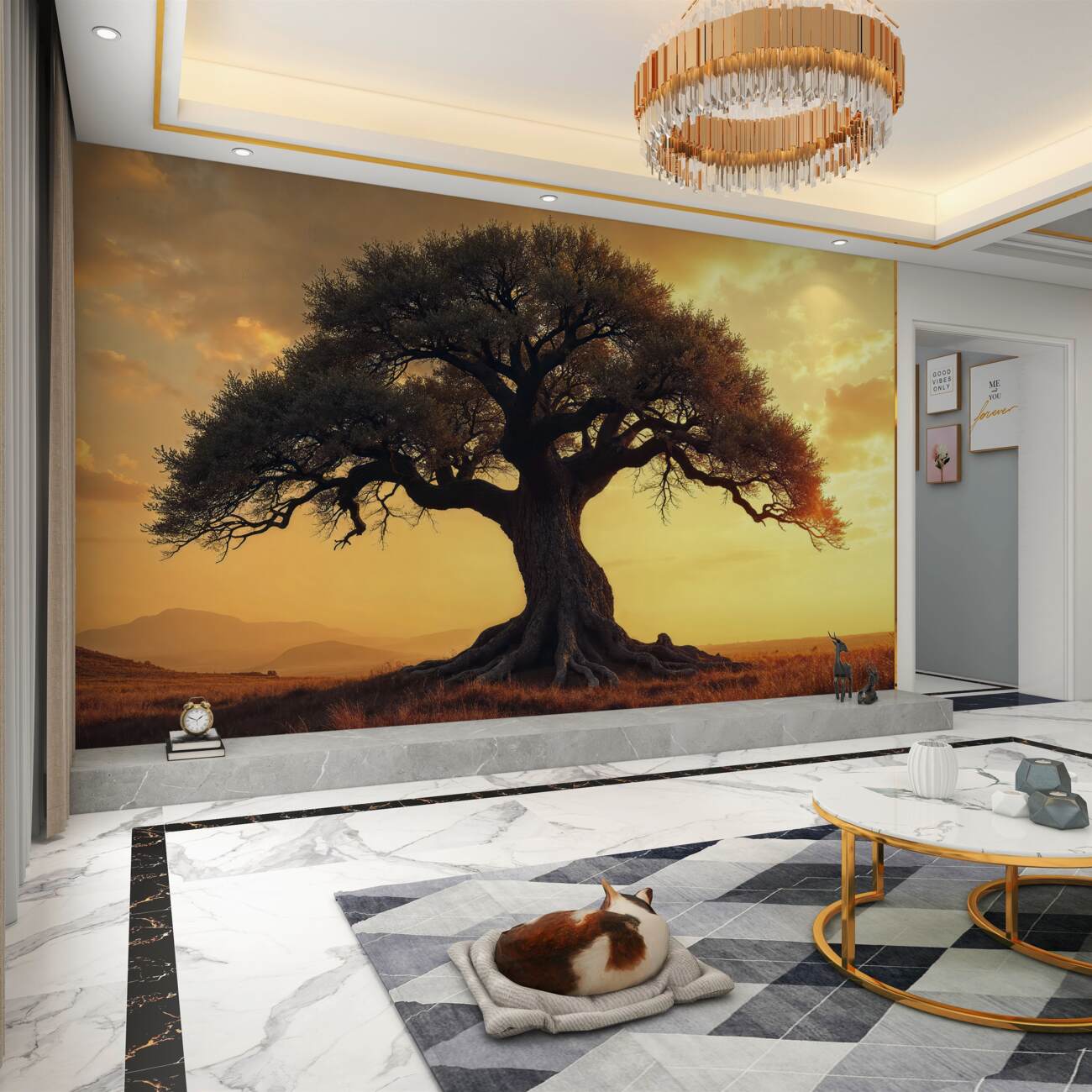 Fototapeta Baobab o zachodzie słońca na pustyni