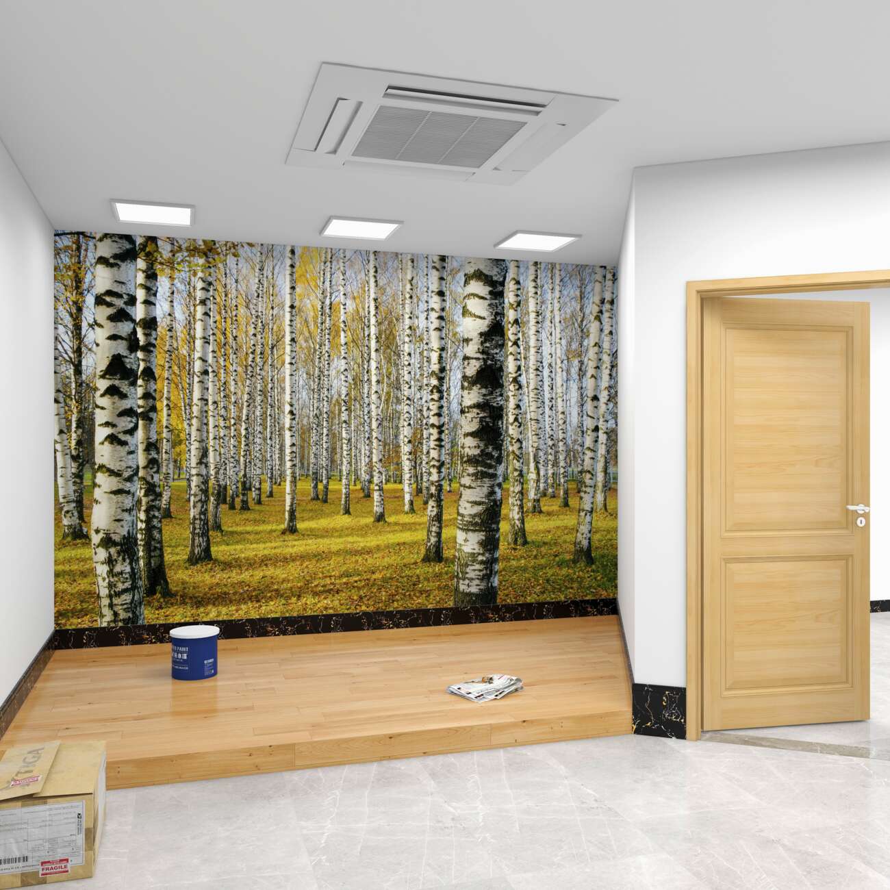 Fototapeta Galava z gęsto posadzoną brzozą