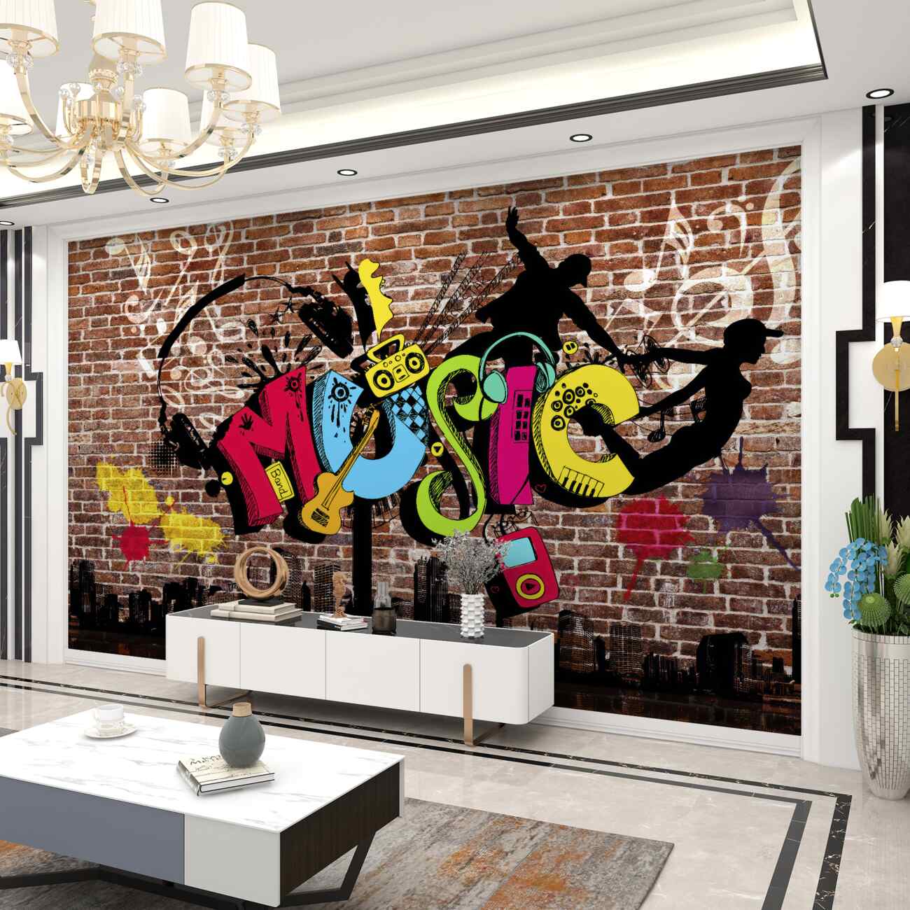 Fototapeta Jasne graffiti na ceglanej ścianie