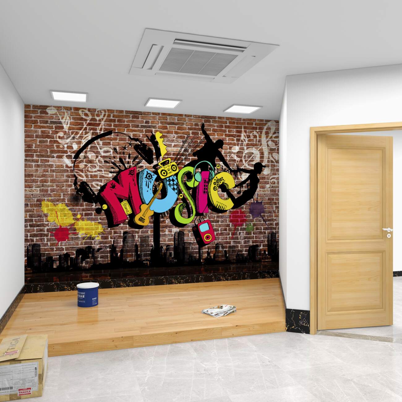 Fototapeta Jasne graffiti na ceglanej ścianie
