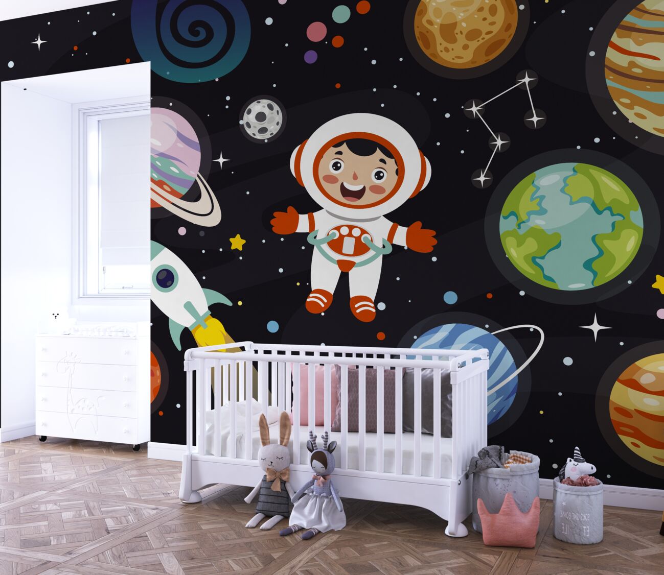 Fototapeta Chłopiec w astronaucie w kosmosie
