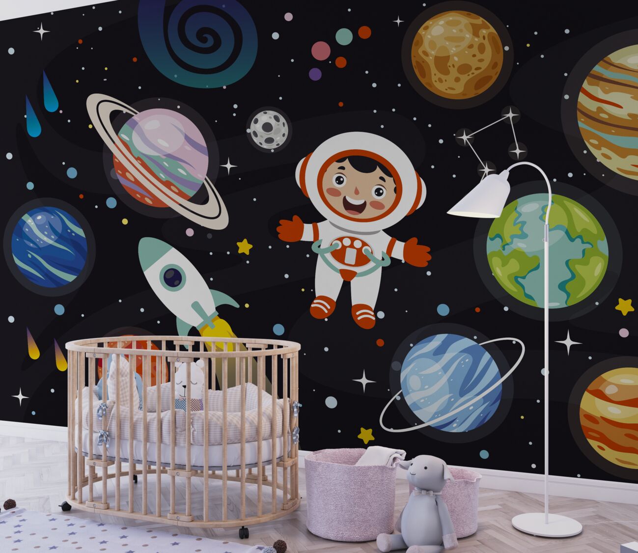 Fototapeta Chłopiec w astronaucie w kosmosie