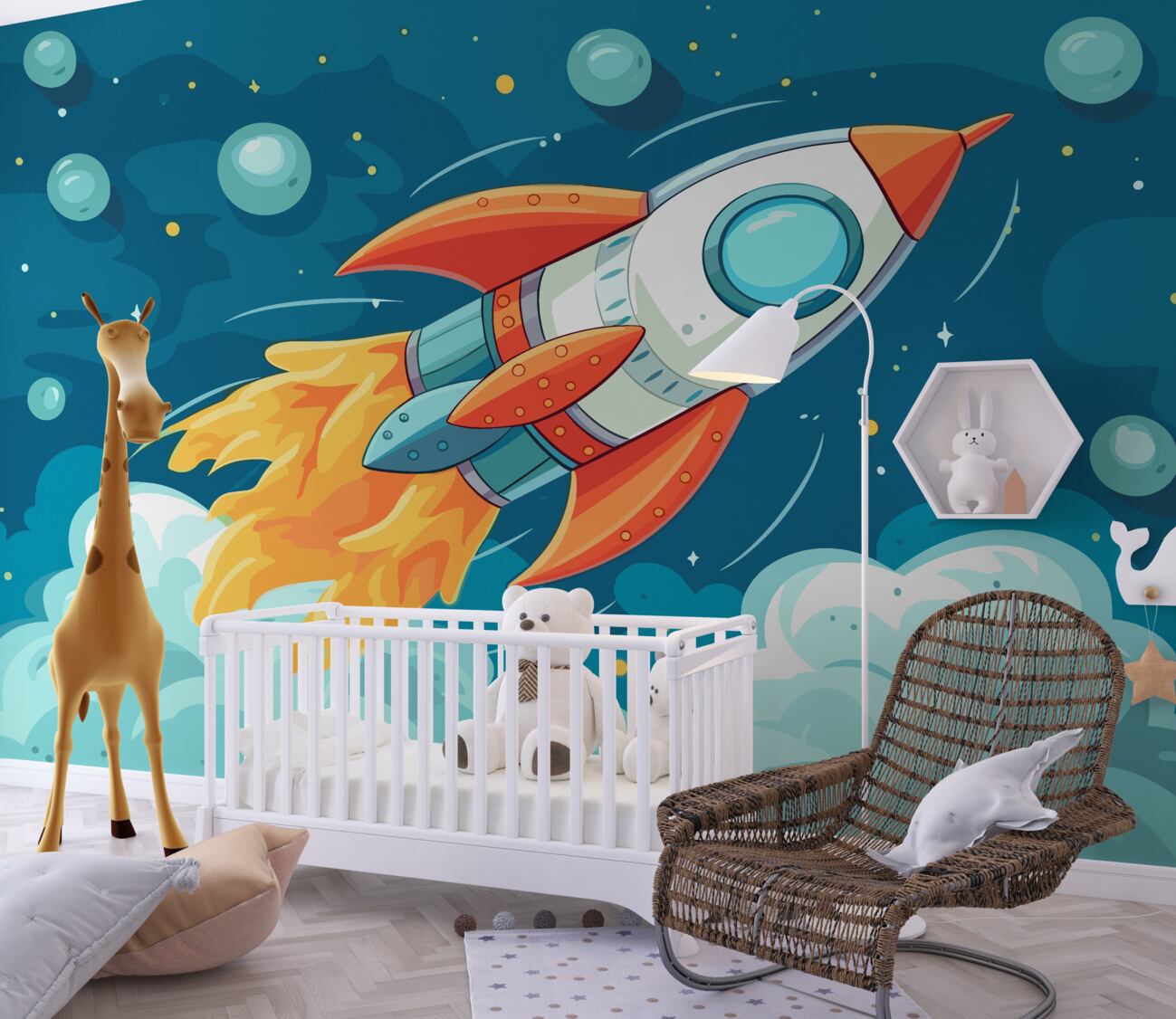 Fototapeta System planetarny i rakieta