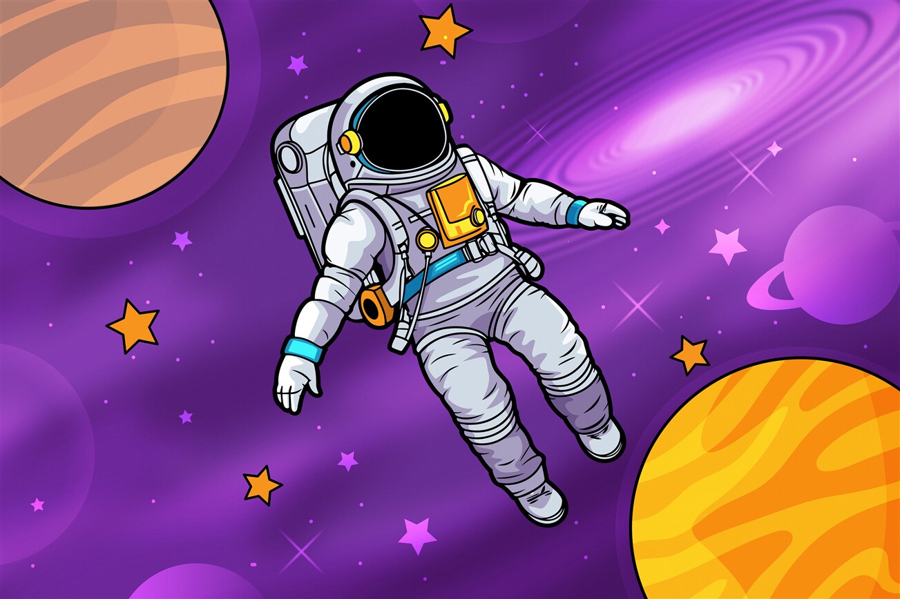 Fototapeta Astronauta rośnie w zerowej sile grawitacyjnej