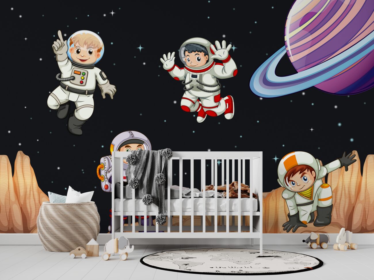 Fototapeta Młodzi astronauci studiują nową planetę