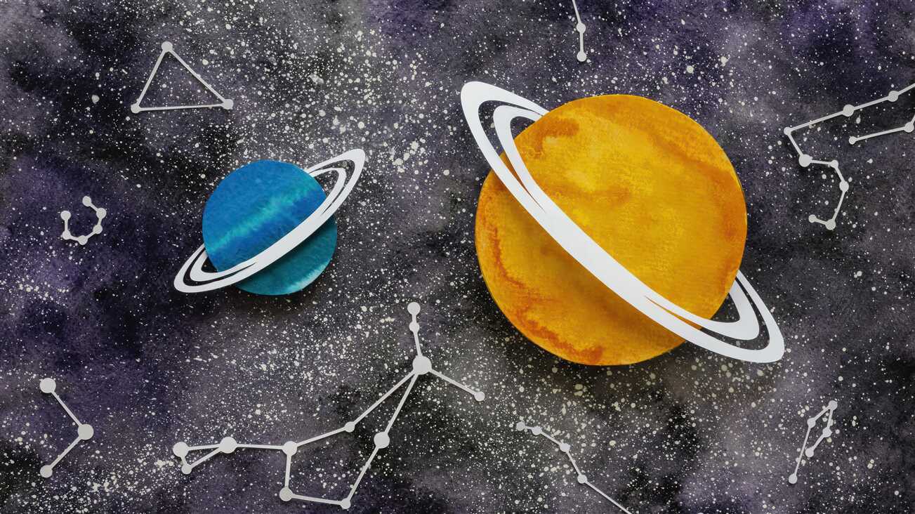Fototapeta Dwie planety i konstelacje zodiaku