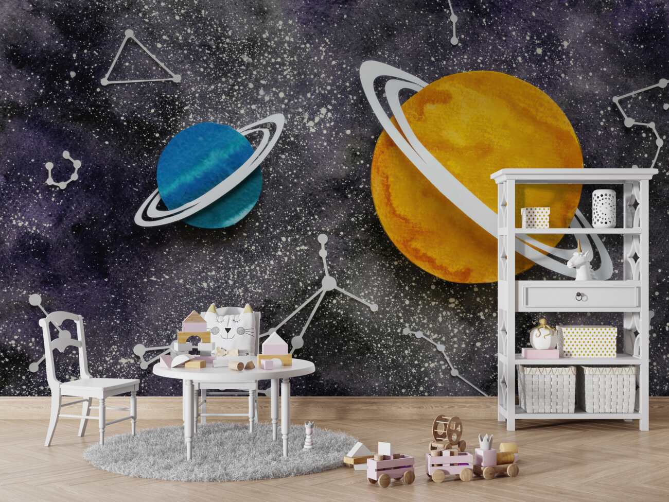 Fototapeta Dwie planety i konstelacje zodiaku