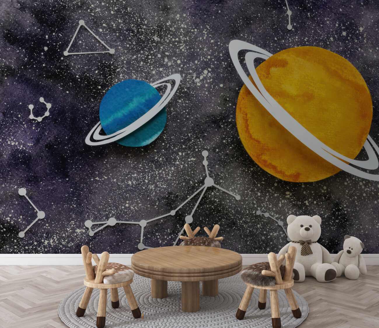 Fototapeta Dwie planety i konstelacje zodiaku