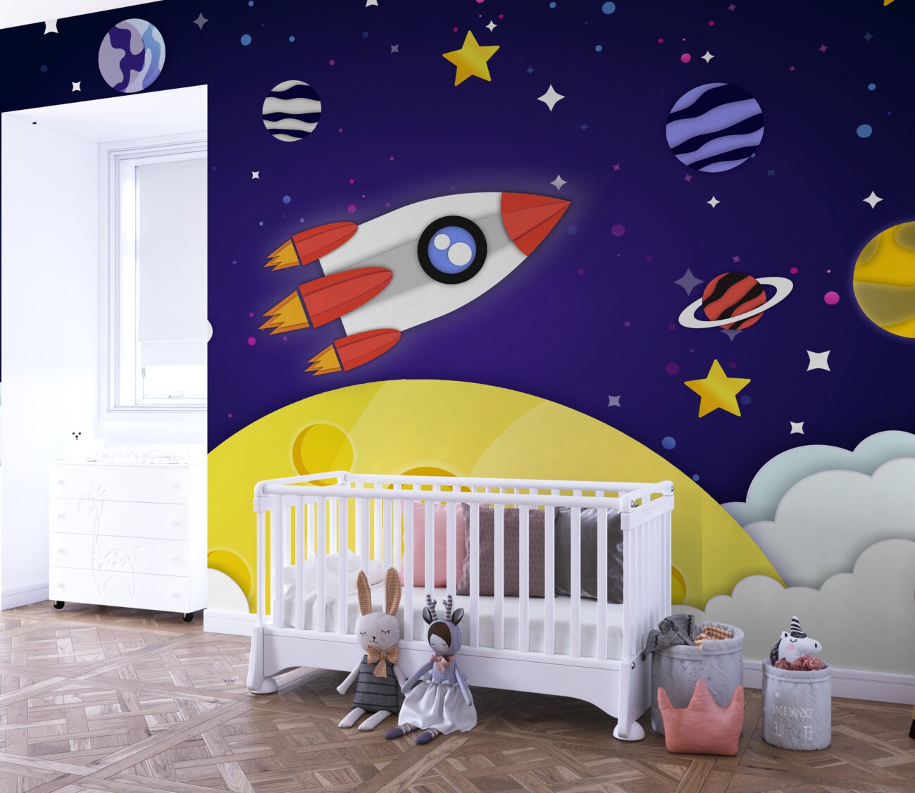 Fototapeta Statek kosmiczny i planeta
